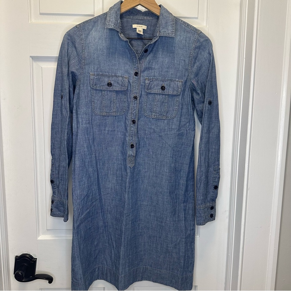J. Crew Blue Long Sleeve Denim Dress